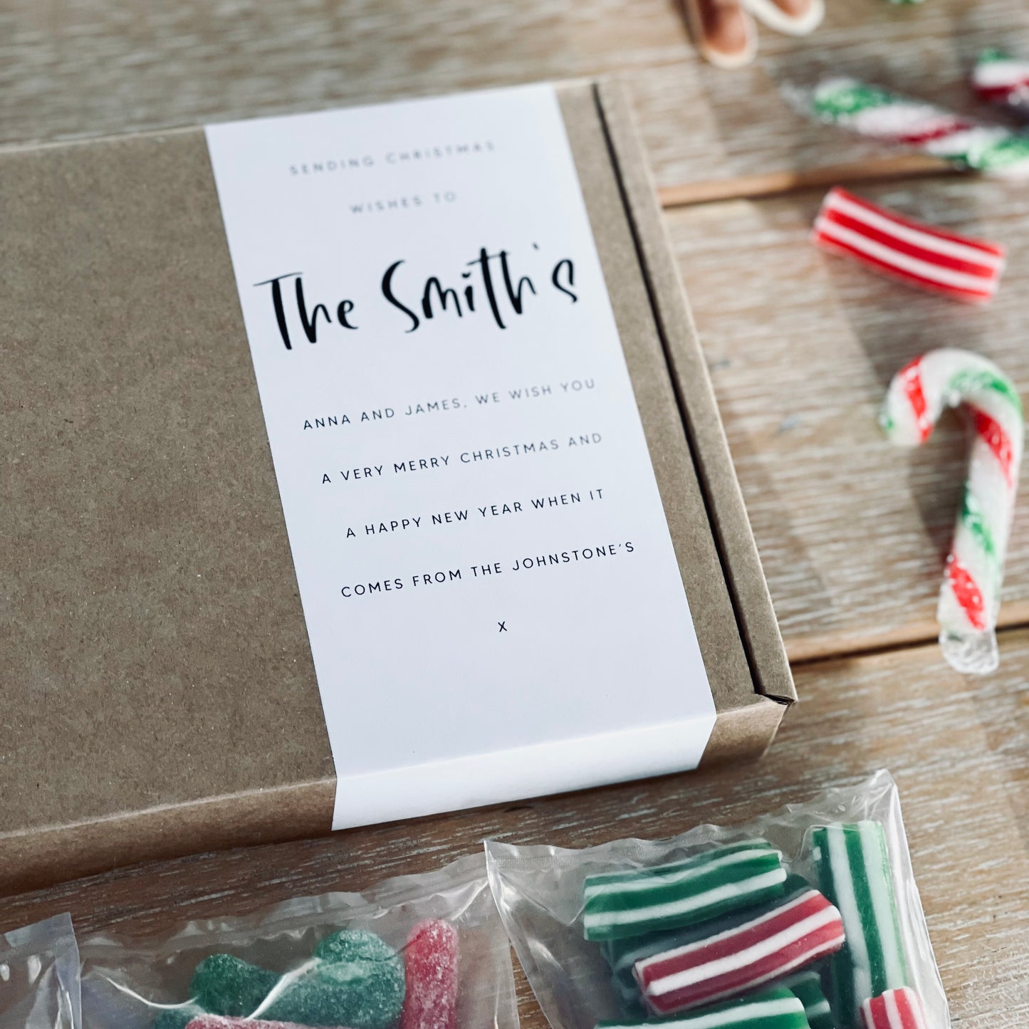 Sending Christmas Wishes Personalised Letterbox Sweets Gift Box