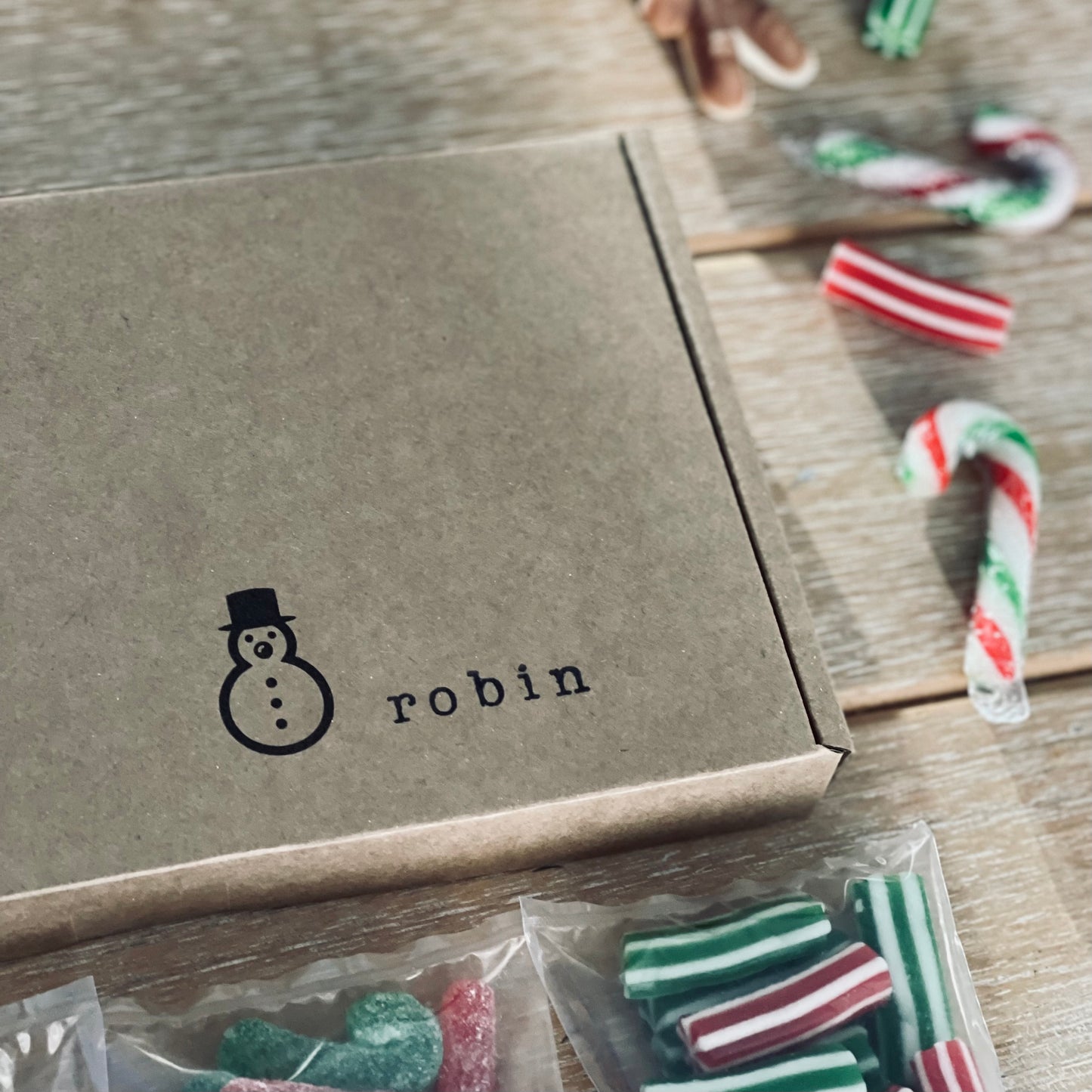 Snowman Hand Stamped Personalised Letterbox Sweets Gift Box